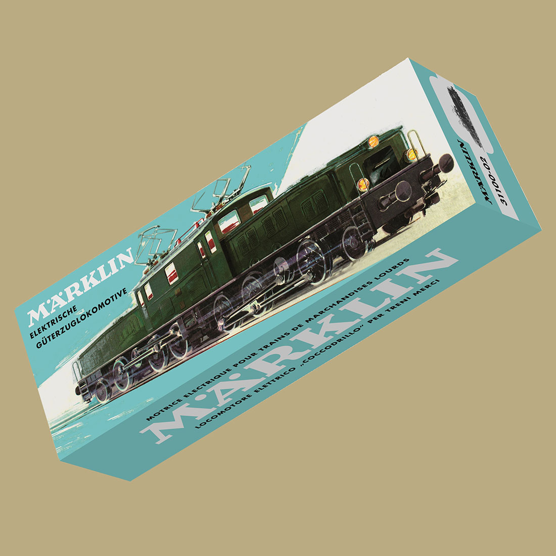 Verpackung einer Modelleisenbahn-Lokomotive von Märklin