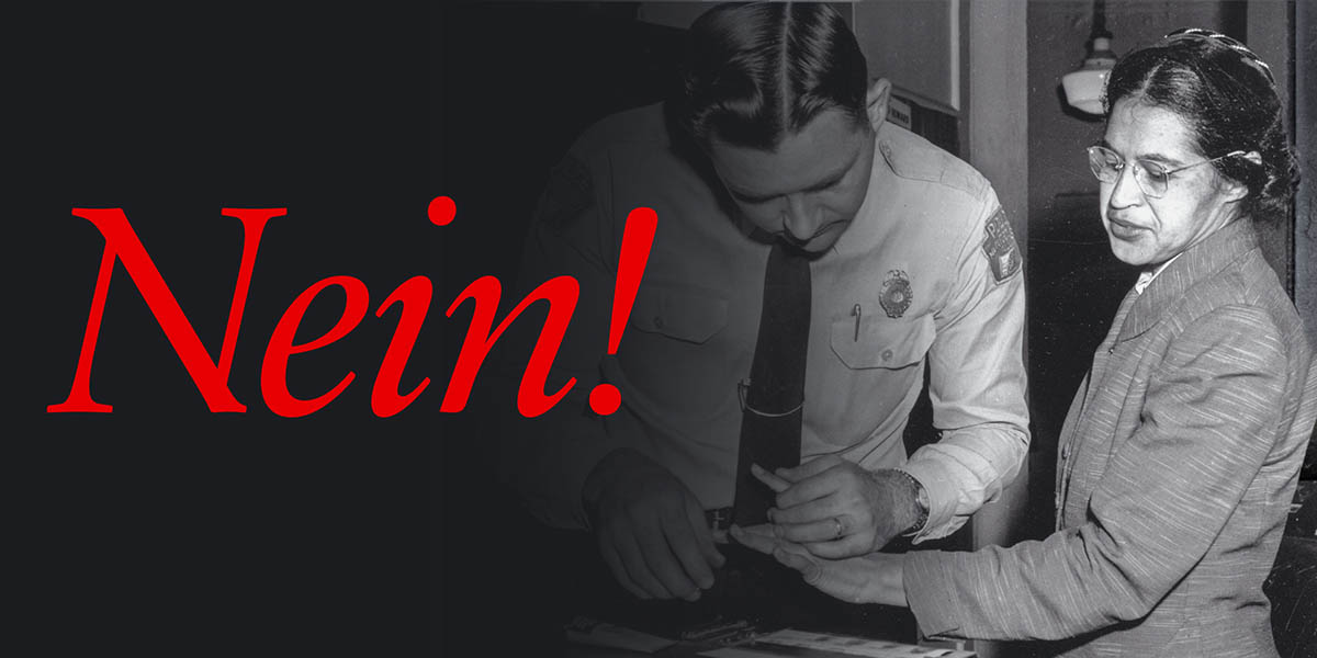 Der Bürgerrechtlerin Rosa Parks werden die Fingerabdrücke abgenommen 