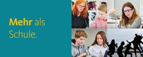 auf drei Bildern werden Kinder in unterschiedlichen Situationen in der Otto-Steiner-Schule gezeigt