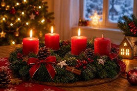 Vortrag über Hamburger Weihnachtsbräuche Adventskranz mit Kerzen
