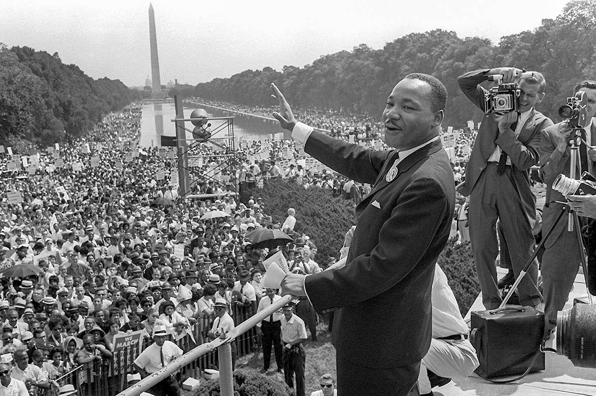 Martin Luther King vor dem Lincoln Memorial in Washington