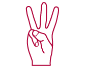 Dritte Sprachlerngruppe Piktogramm einer Hand, die drei Finger zeigt