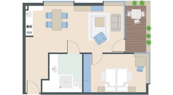 2-Zimmer-Wohnung mit 64 Quadratmetern 2-Zimmer-Wohnung mit 64 Quadratmetern