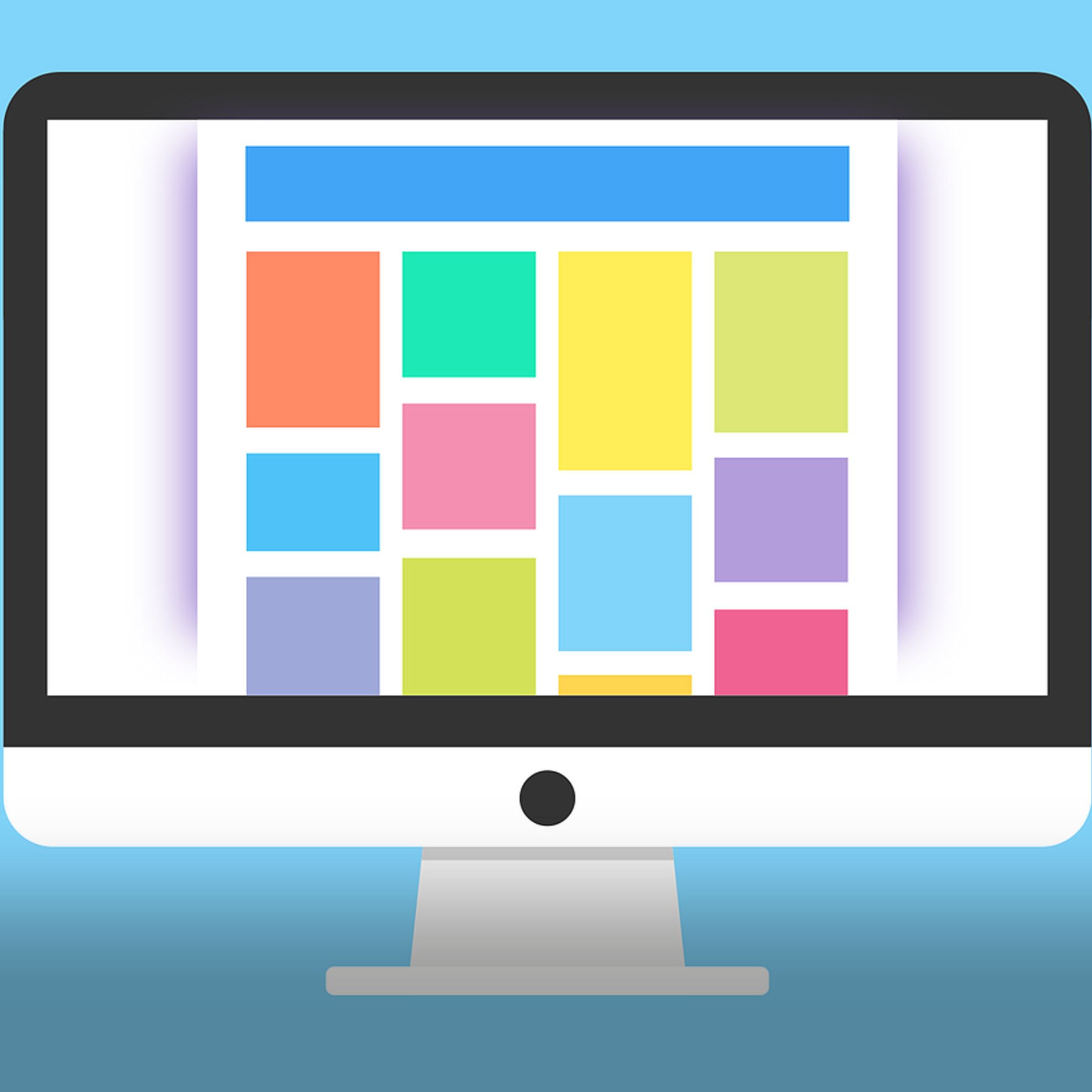 Buntes Webdesign auf einem Computerbildschirm 