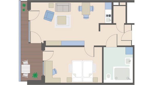 2-Zimmer-Wohnung mit 64 Quadratmetern 2-Zimmer-Wohnung mit 64 Quadratmetern