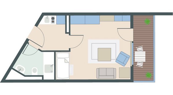 1-Zimmer-Wohnung mit 33 Quadratmetern 1-Zimmer-Wohnung mit 33 Quadratmetern