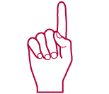 Erste Sprachlerngruppe Piktogramm einer Hand mit einem gehobenem Finger