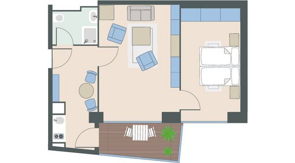 1,5-Zimmer-Wohnung mit 46 Quadratmetern 1,5-Zimmer-Wohnung mit 46 Quadratmetern
